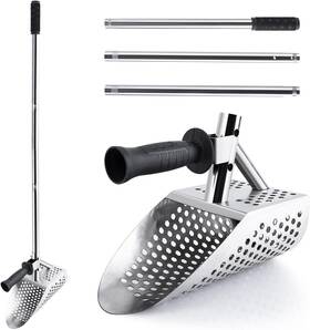 Zq-fba-081 Branded Sand Scoop For Metal Detecting Stainless Steel Beach Shovel W Long Handle