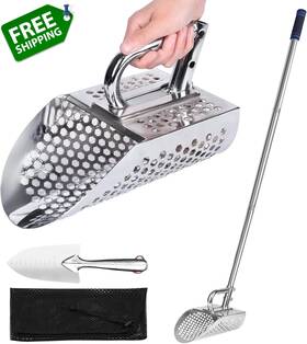 Comincia 711181897708 Sand Scoop With Long Handle Stainless Steel Metal Detector Scoops Handhel