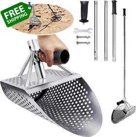 Designscape3d 313109430488 Sand Scoop For Metal Detecting Size 11.3x7.9/large 55.5 Inch H Stainless Steel San