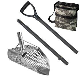 Dune Scoops 010020 Orca 11.5x8 Stainless Sand Scoop With Pointed Tip Carbon Fiber Rod And Pouch