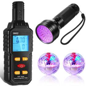 Mx-dunzy-1673 Dunzy 4 Pcs Ghost Hunting Equipment Kit Include Emf Meter Black Uv Flashligh