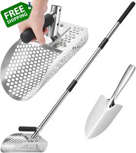 Sc003 Gadfish Long Handle Sand Scoop Heavy Duty Stainless Steel Metal Detecting