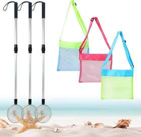 Hlimior 711181078725 6pcs Beach Sand Sifter Shark Teeth Shovel Shell Scoop With Collecting Bag Tool