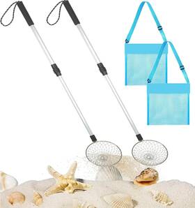 Invariably 726084690301 4pc Beach Sand Sifter Shovel Set With Shell Bag For Rock Hunting Beachcombing
