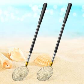 Lounsweer 313091785764 2 Pc Beach Sand Sifter Scoop Adjustable Handle 16.5-58 Inch Shell Picker