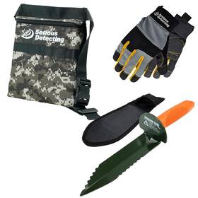 Serious Detecting 840277301635 Treasure Pouch With Digging Tool And Gloves For Metal Camo