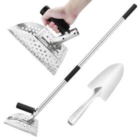 0003 Sjshal Sand Scoop With Long Handle For Beach Metal Detecting Heavy Duty Stainless S