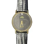 Vtg Nicolet Black Dial Diamond 34MM Quartz Watch Ufo Case New Battery & Band Vgc. Fixed Price $24.00.