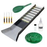 Asr Outdoor Sluice Box Gold Panning Kit Vial Snifter Trowel Hooks 6PC. Fixed Price $135.00.